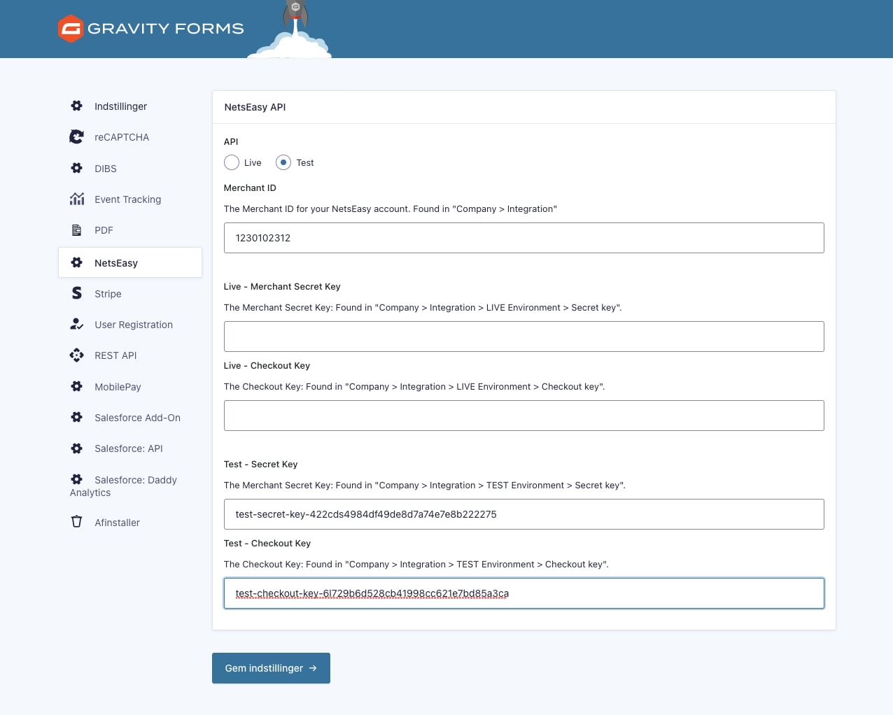 Gravity Forms Nets Easy Settings